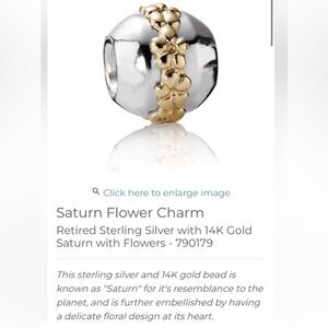 Authentic Pandora Two Tone Saturn Flower Charm- 14k Gold and Sterling Silver